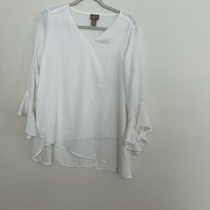 Chico's Elegant White Blouse with Flared Sleeves